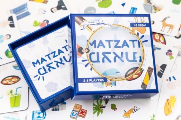 Matzati game box and playing cards with Israeli symbols